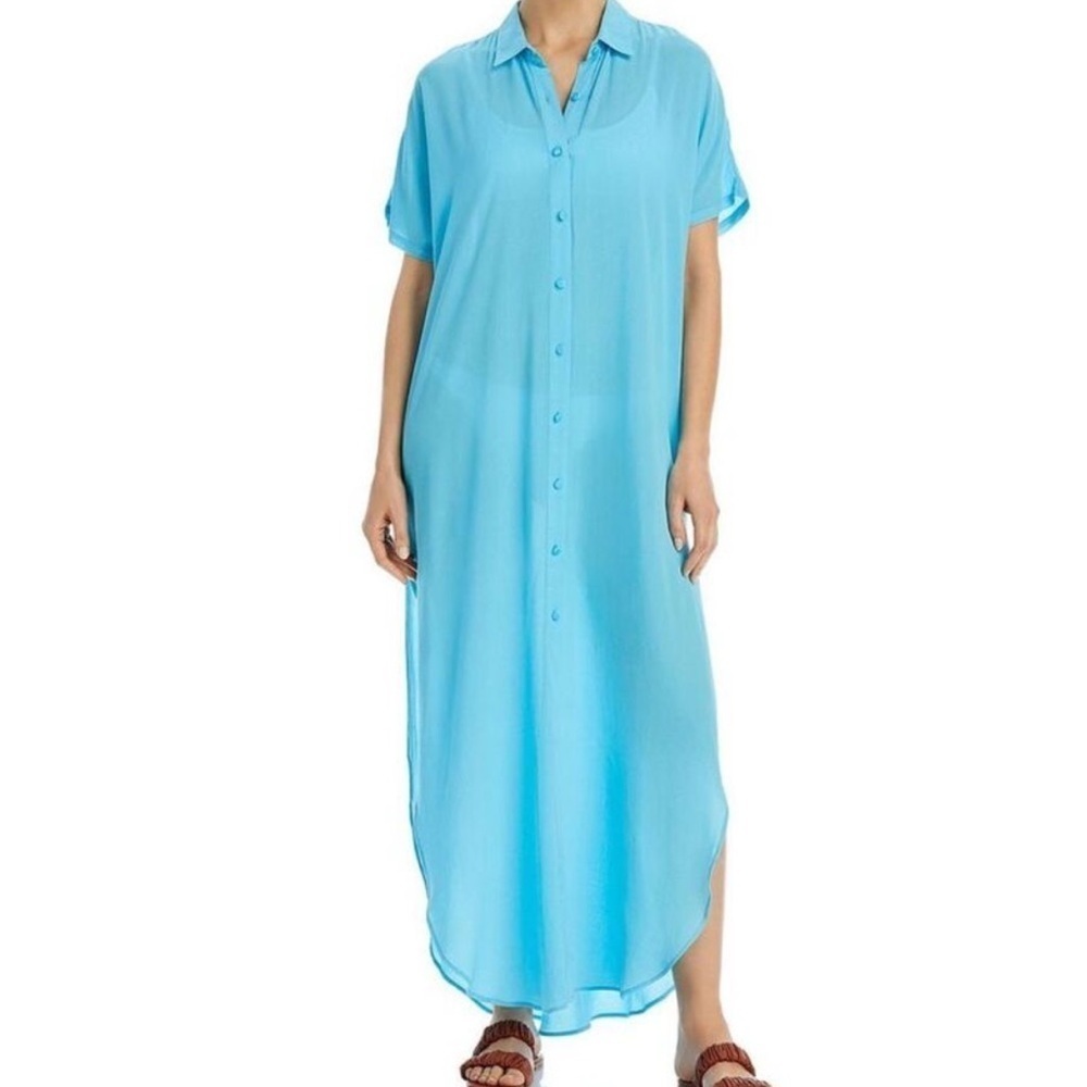 NWT AQUA SWIM Button Front Ankle Length Long Beach Cover-Up Size Small